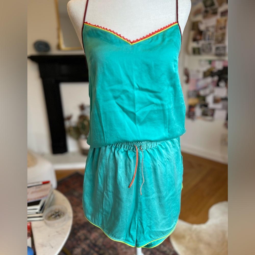 DANNIJO Turquoise Bowling Silk Short & Tank Set